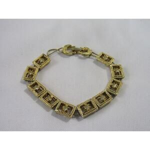Gold Tone Rhinestone VTG Chain Wrist Bracelet 7"  Whimsical Quite Luxury Station